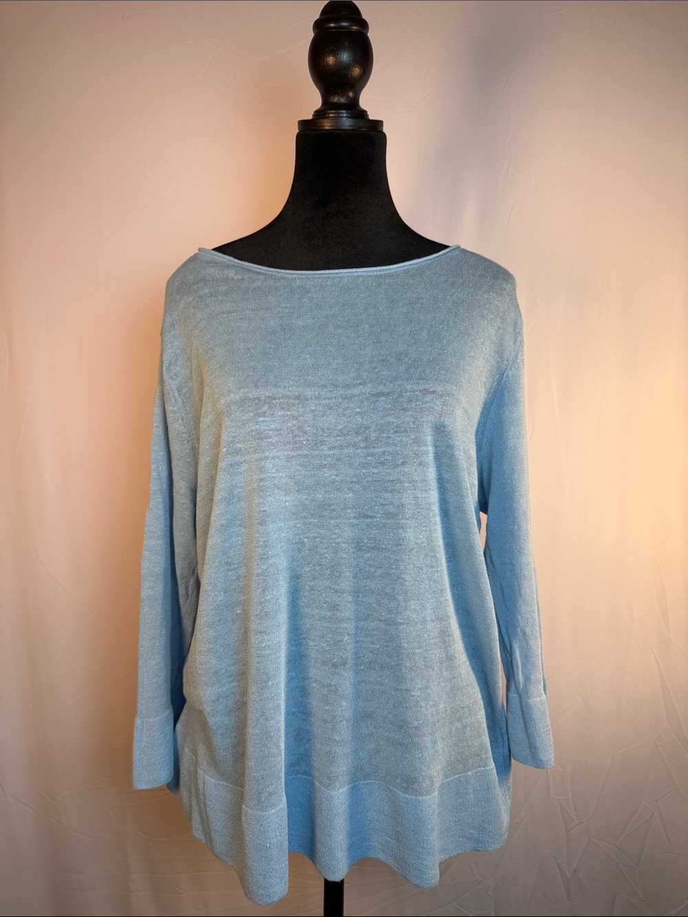 Eileen Fisher Light Blue Boatneck Layering Sweater